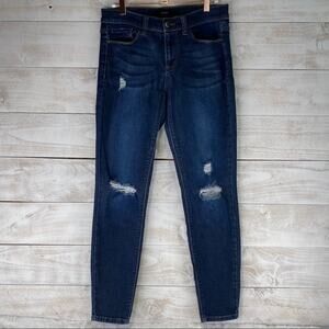 HARPER‎ Dark Wash Skinny Ankle Jeans With Distressed Front Mid Rise Size 28